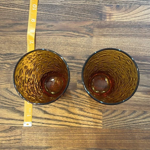 Vintage Set of 2 Anchor Hocking Milano Amber Drinking Glasses - Picture 4 of 4